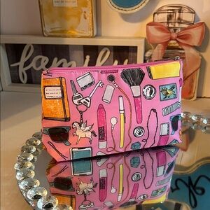 Clinique NWOT Pink Illustrated Makeup Pouch